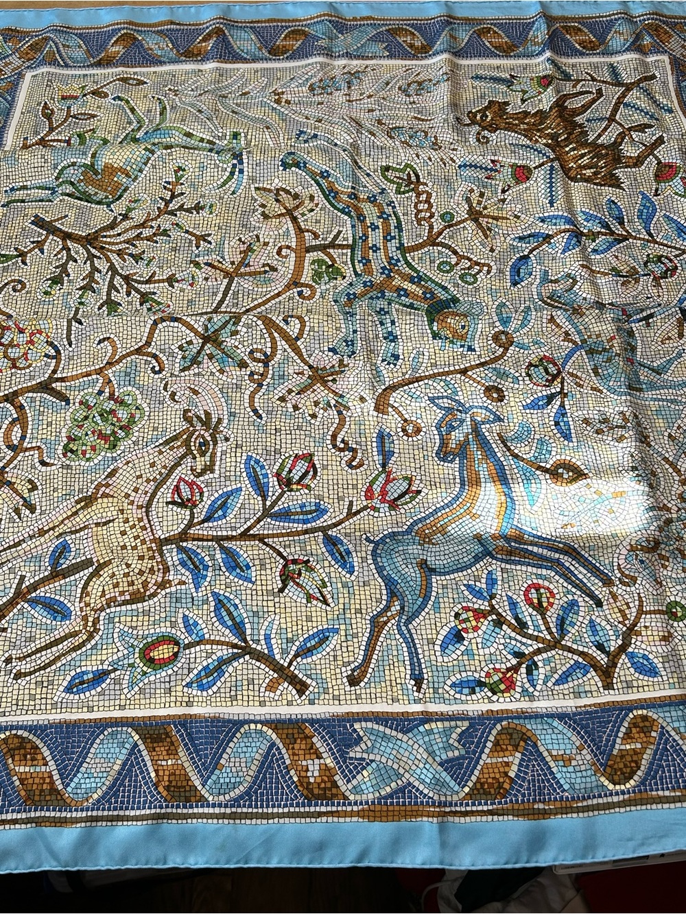 Vintage Hermes Silk Tile Mosaic Pavement Scarf